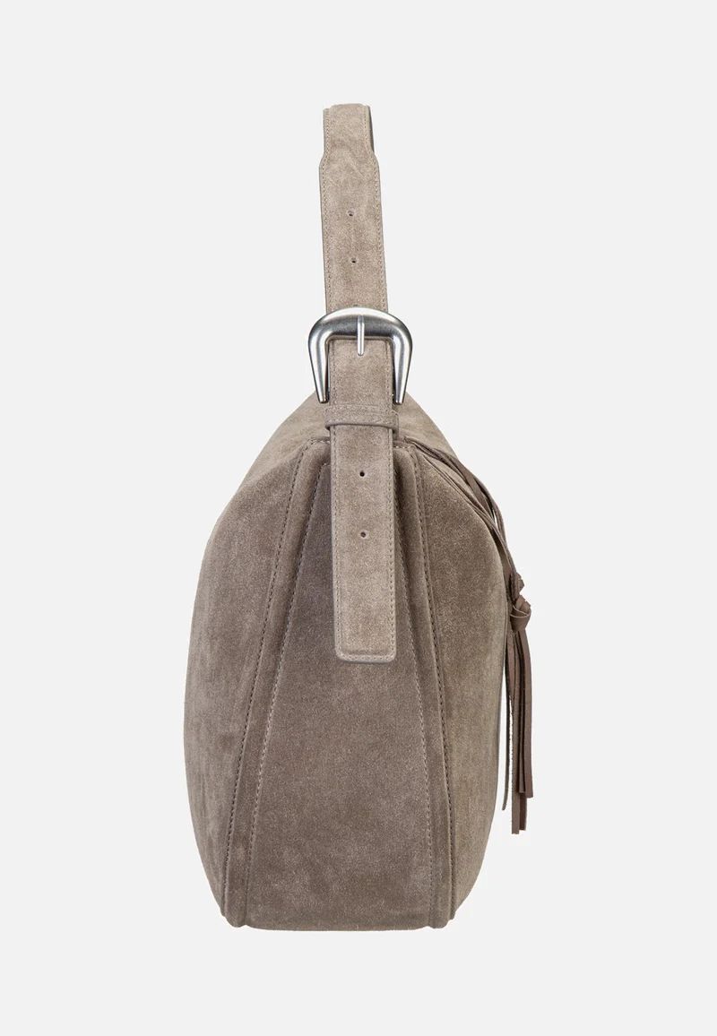 Ines Hobo L Suede Neutral Grey - Hobo Bag
