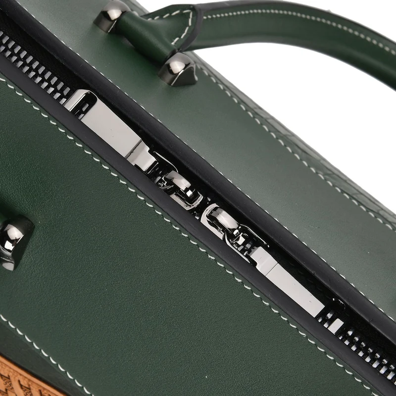 Grand Pelle Elite Kollektion- Handgravierte Westernstil Premium-Lederhandtasche im Handgepäckstil mit floralem Kunstwerk, Größe 28 x 25 x 15 cm, schwarz