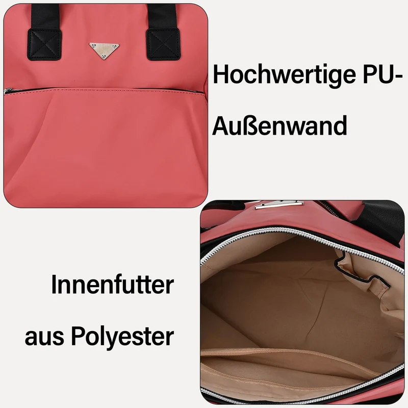 Tote-Crossbody-Tasche - mit verstellbarem Riemen und praktischen Fächern, 33 x 13 x 30 cm, Rot