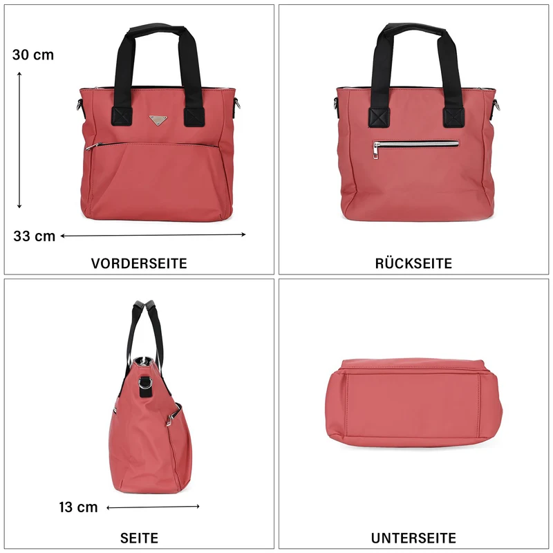 Tote-Crossbody-Tasche - mit verstellbarem Riemen und praktischen Fächern, 33 x 13 x 30 cm, Rot