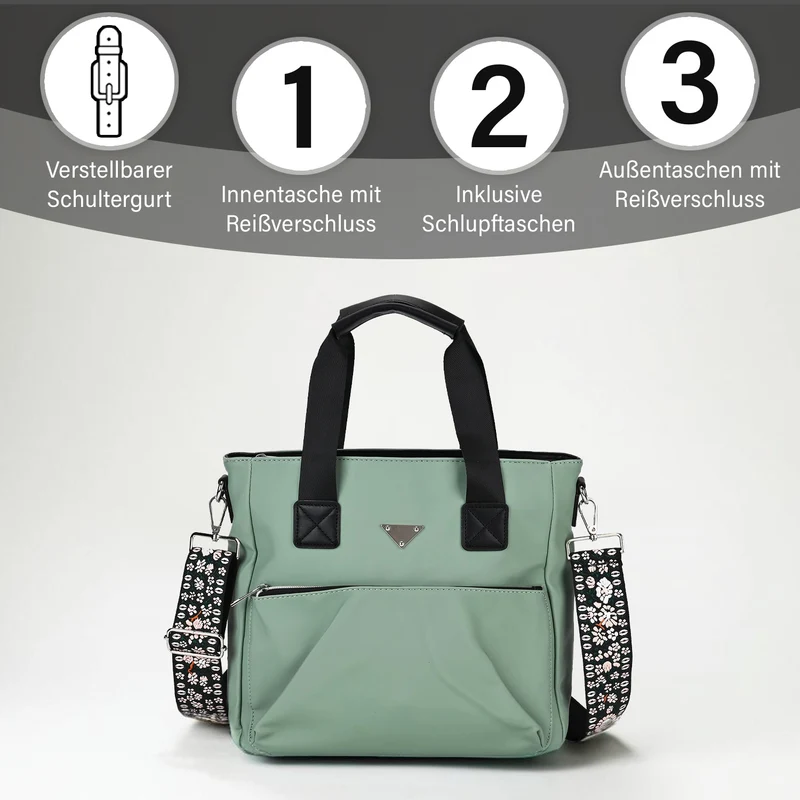 Tote-Crossbody-Tasche - mit verstellbarem Riemen und praktischen Fächern, 33 x 13 x 30 cm, Rot