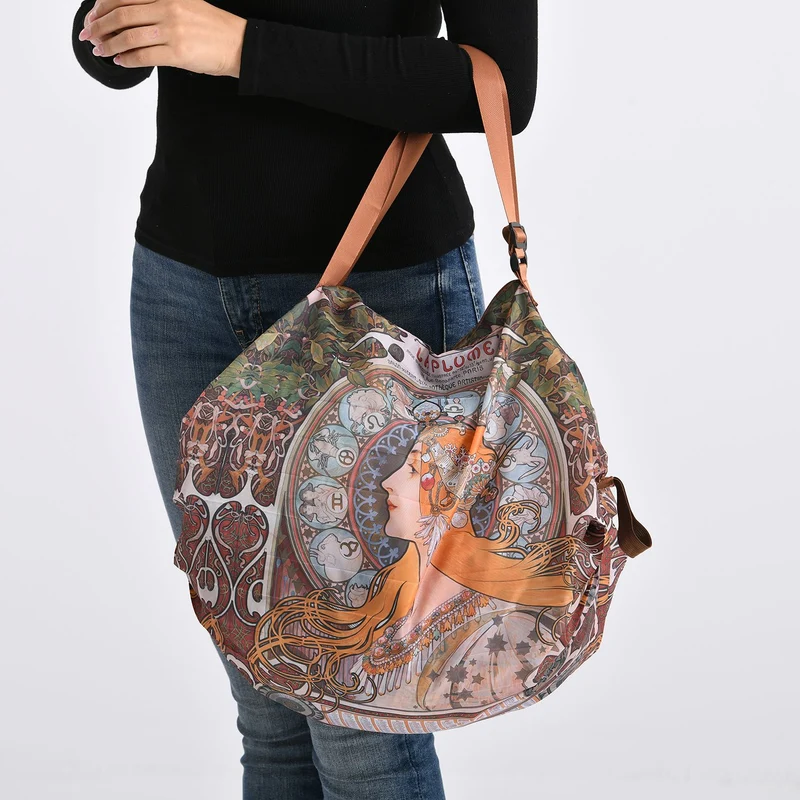 Shopper Tasche mit La Plume Mucha Design, 40x30x12cm, Mucha