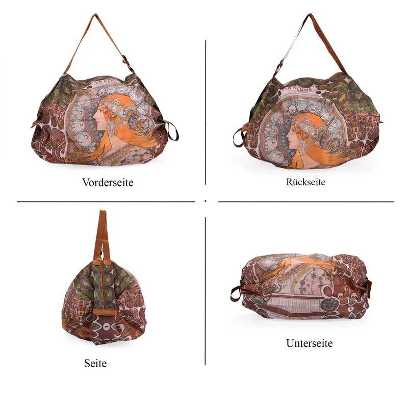 Shopper Tasche mit La Plume Mucha Design, 40x30x12cm, Mucha