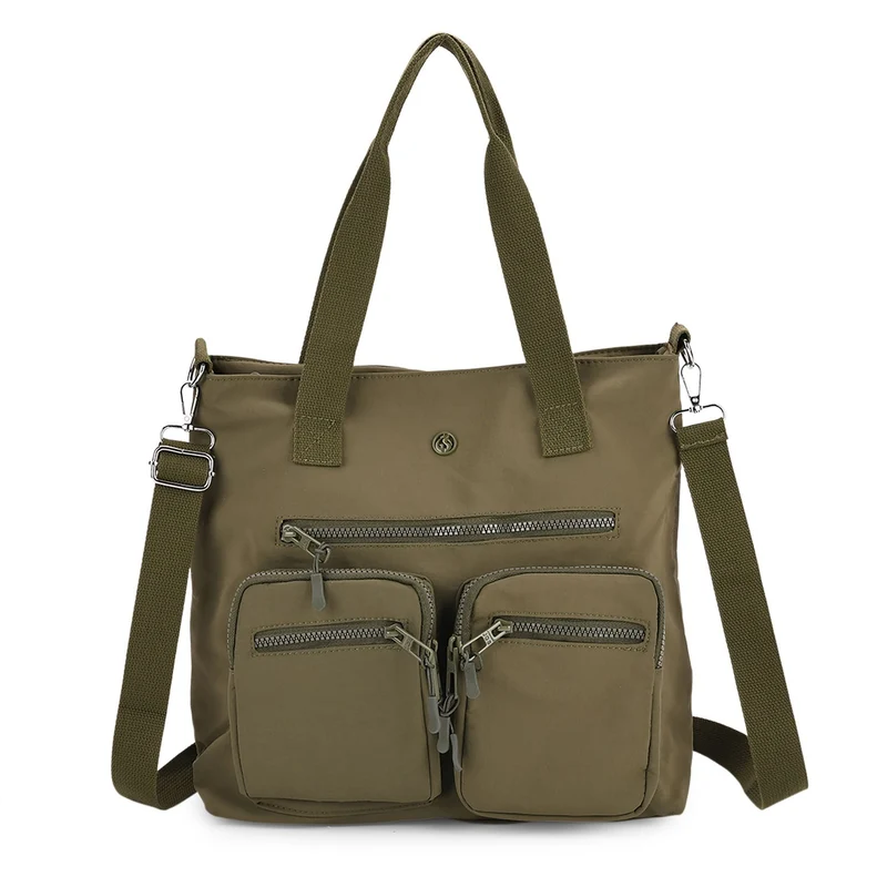 Crossbody-Schultertasche mit Mehrfachfächern, 31x30x14 cm, Schwarz