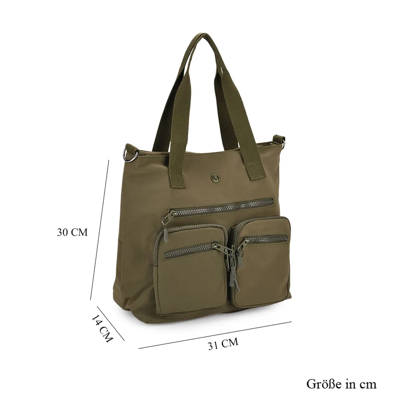 Crossbody-Schultertasche mit Mehrfachfächern, 31x30x14 cm, Schwarz