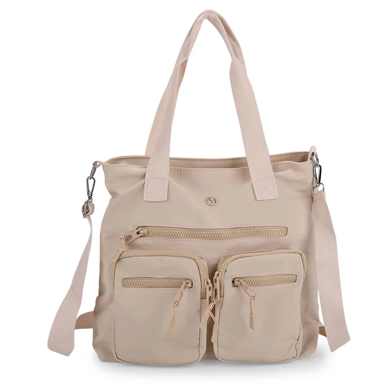 Crossbody-Schultertasche mit Mehrfachfächern, 31x30x14 cm, Schwarz