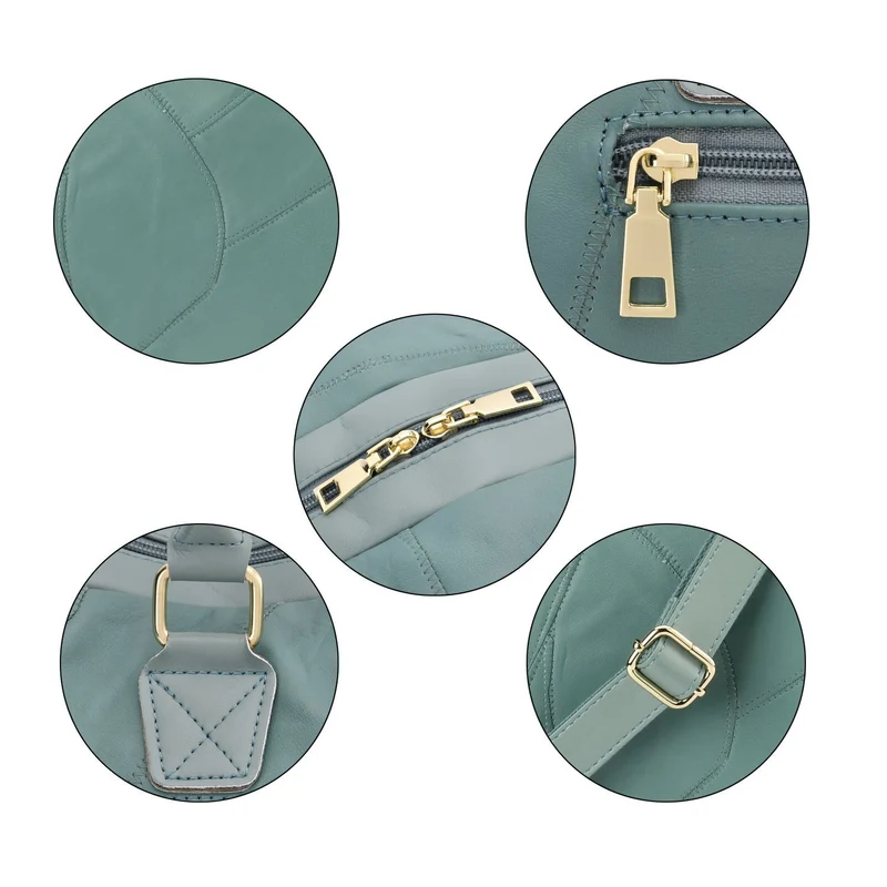 Stylische Patchwork-Reisetasche aus weichem Schafsleder - Großes Hauptfach, sichere Rückentasche, Innenfächer, Tragegriff (20 cm) & abnehmbarer Schultergurt (120 cm). Größe: 46x27x33 cm