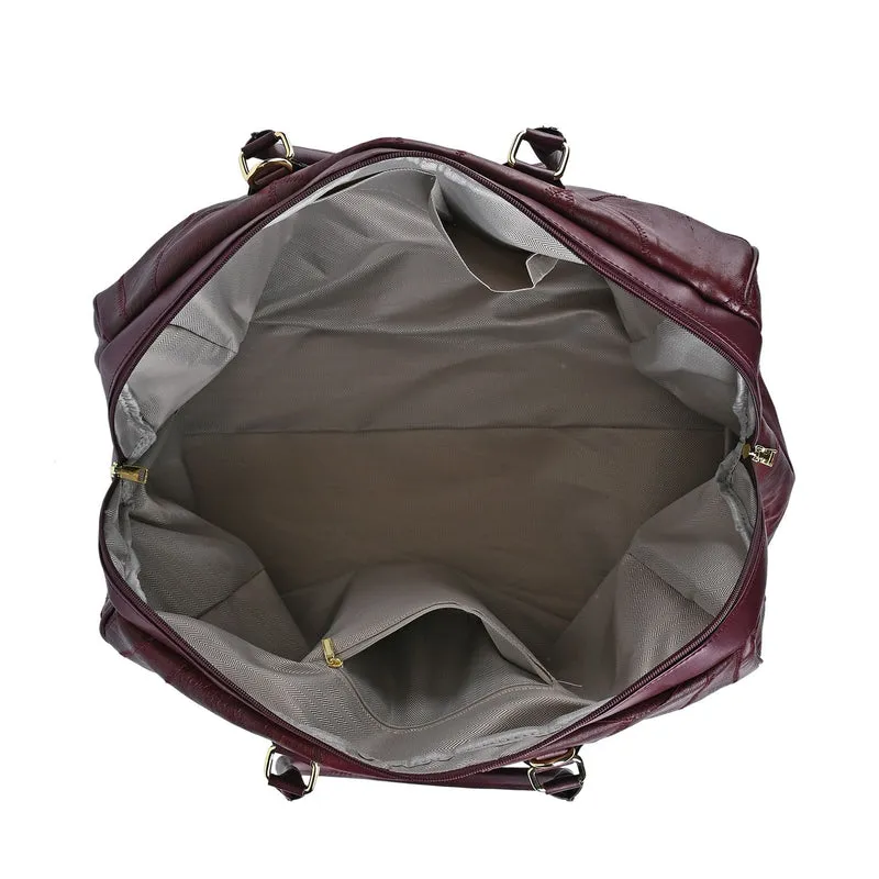 Stylische Patchwork-Reisetasche aus weichem Schafsleder - Großes Hauptfach, sichere Rückentasche, Innenfächer, Tragegriff (20 cm) & abnehmbarer Schultergurt (120 cm). Größe: 46x27x33 cm
