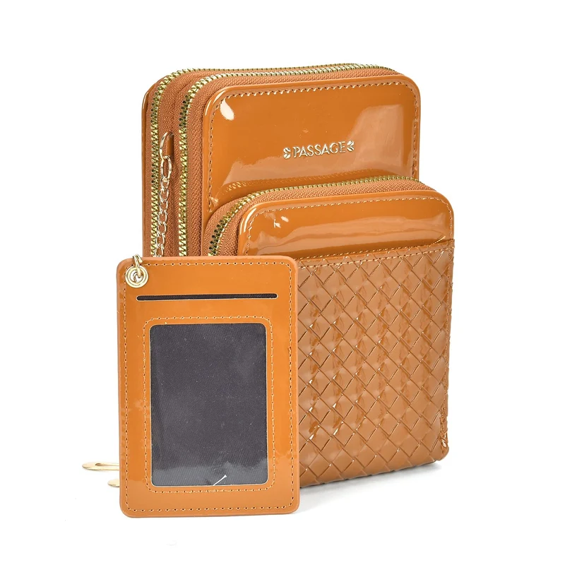 PASSAGE geprägte Kunstleder-Umhängetasche mit RFID-Schutz und langer Trageriemen, 13x7.5x19 cm, Orange