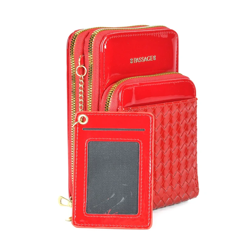 PASSAGE geprägte Kunstleder-Umhängetasche mit RFID-Schutz und langer Trageriemen, 13x7.5x19 cm, Orange