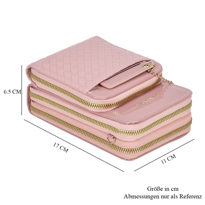 PASSAGE geprägte Kunstleder-Umhängetasche mit RFID-Schutz und langer Trageriemen, 13x7.5x19 cm, Orange