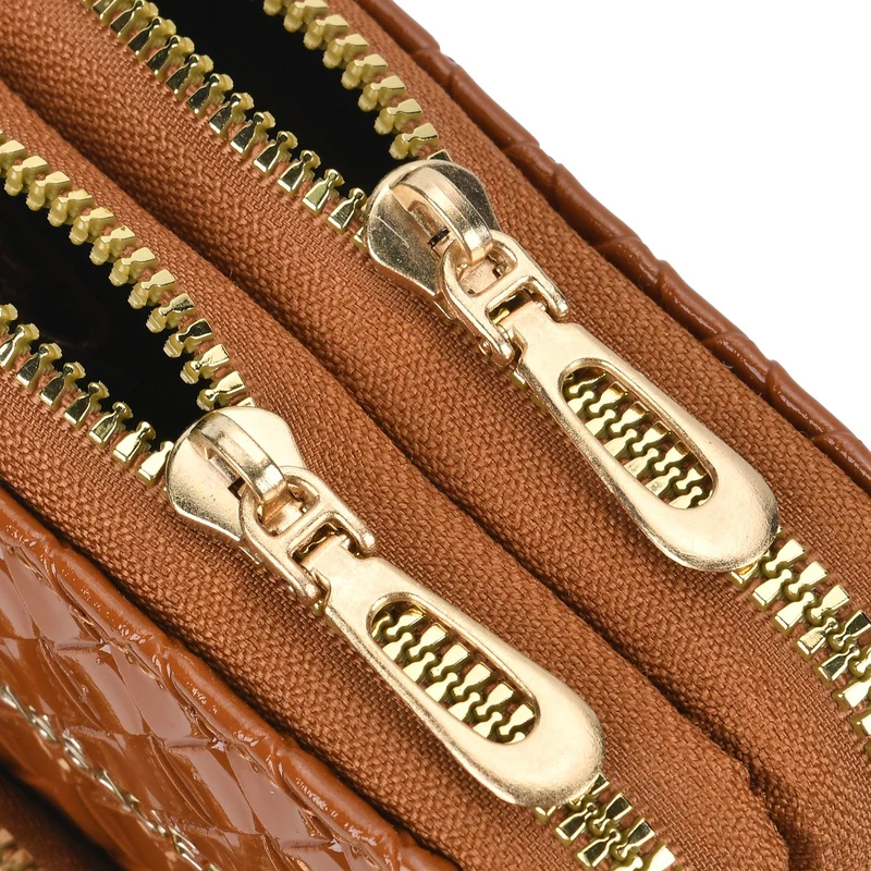 PASSAGE geprägte Kunstleder-Umhängetasche mit RFID-Schutz und langer Trageriemen, 13x7.5x19 cm, Orange
