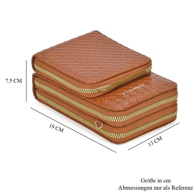 PASSAGE geprägte Kunstleder-Umhängetasche mit RFID-Schutz und langer Trageriemen, 13x7.5x19 cm, Orange