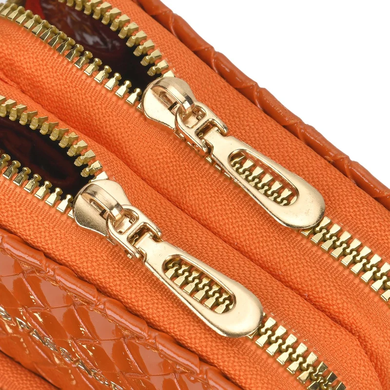 PASSAGE geprägte Kunstleder-Umhängetasche mit RFID-Schutz und langer Trageriemen, 13x7.5x19 cm, Orange