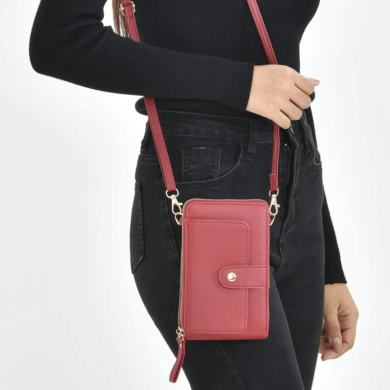 Crossbody Bag mit RFID Schutz, Größe 18,5x11x5cm, Magenta