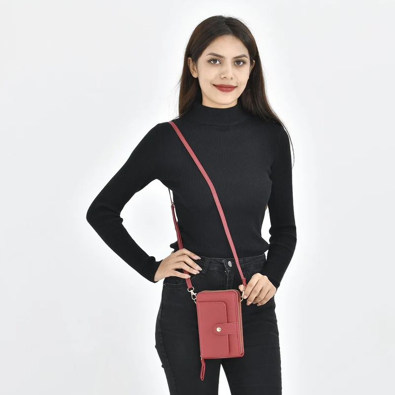 Crossbody Bag mit RFID Schutz, Größe 18,5x11x5cm, Magenta