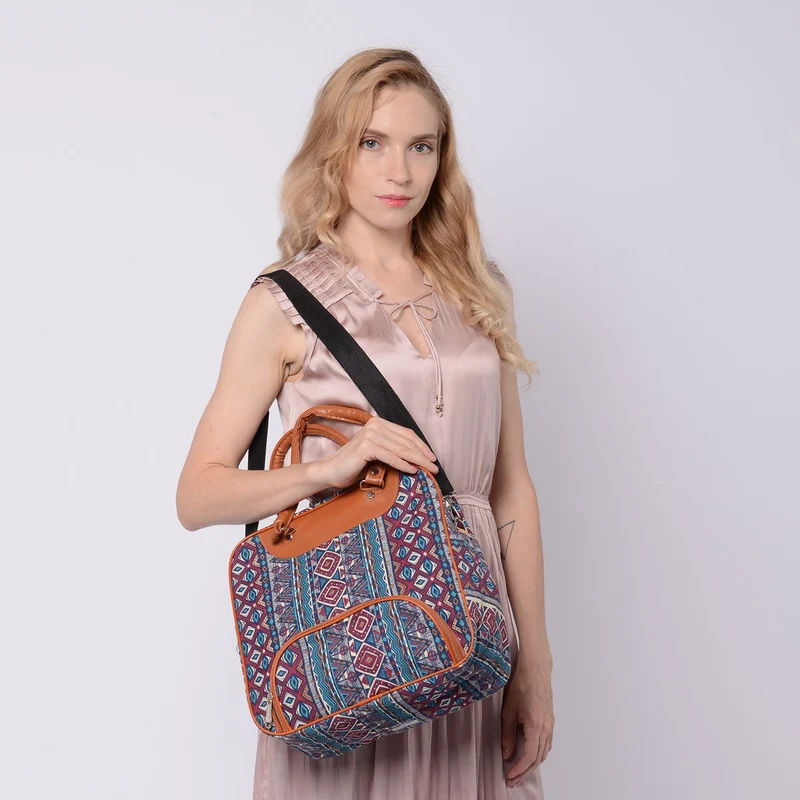 Boho Stil Handtasche, 30x30x12 cm, Grün