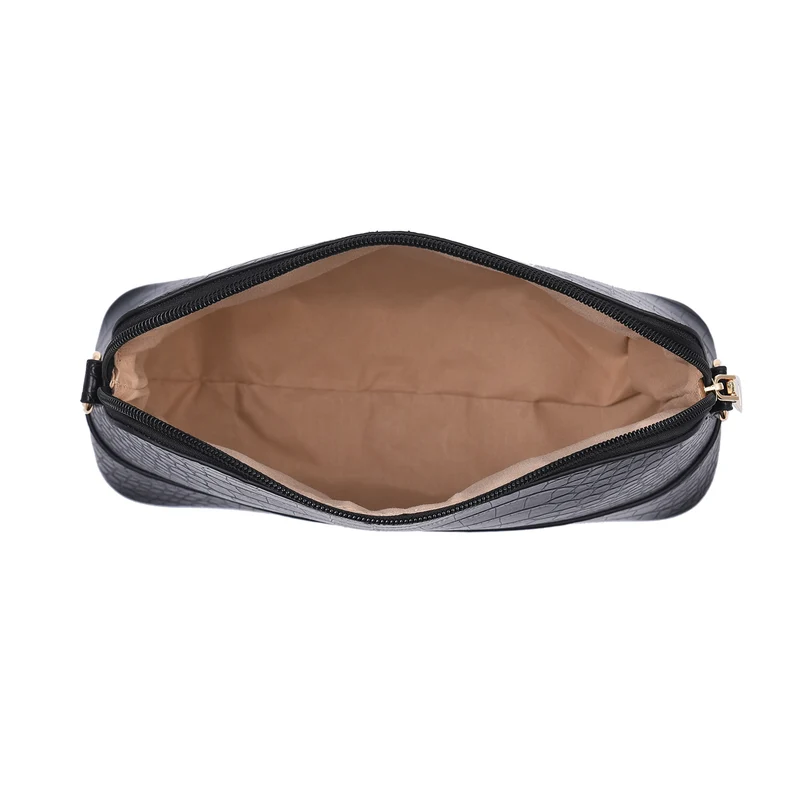 Passage - 4er-Set, Handtasche, Crossbody Tasche, Clutch und Brieftasche mit Kroko Muster, grau