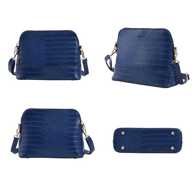 Passage - 4er-Set, Handtasche, Crossbody Tasche, Clutch und Brieftasche mit Kroko Muster, grau