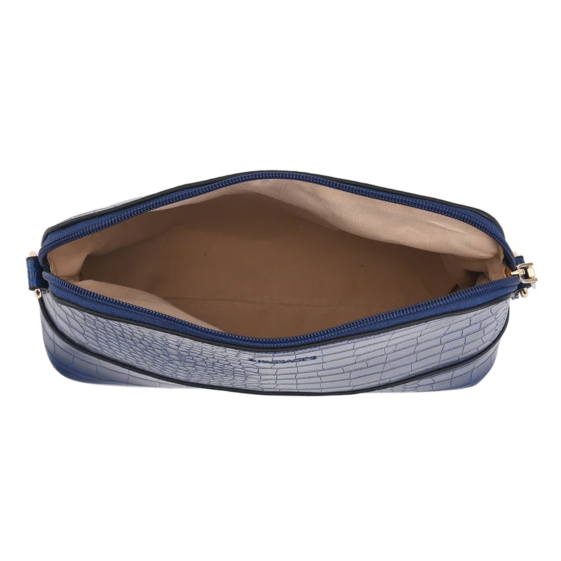 Passage - 4er-Set, Handtasche, Crossbody Tasche, Clutch und Brieftasche mit Kroko Muster, grau