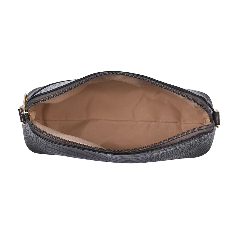 Passage - 4er-Set, Handtasche, Crossbody Tasche, Clutch und Brieftasche mit Kroko Muster, grau