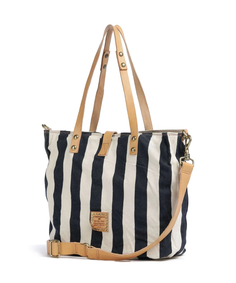 Campomaggi Shopper blue/beige