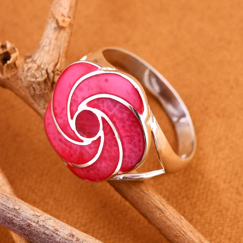 Royal Bali - Koralle Ring, 925 Silber