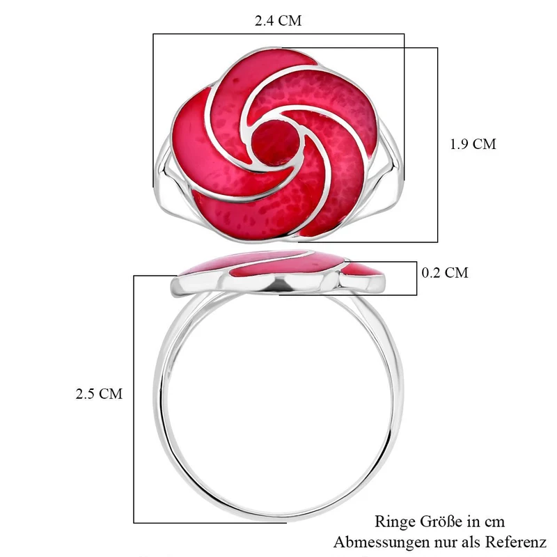 Royal Bali - Koralle Ring, 925 Silber