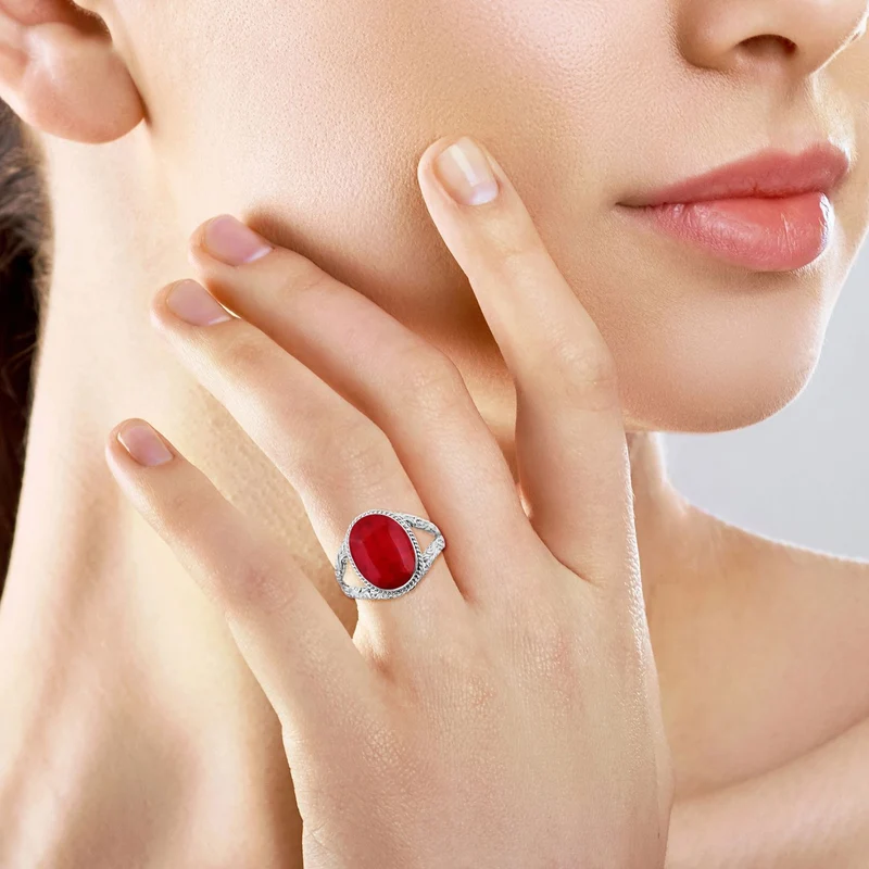 Koralle Ring 925 Silber