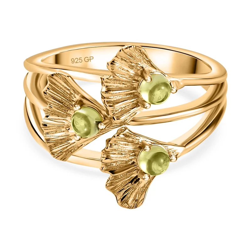 GP Italienische Garten Kollektion - AA Natürlicher Peridot, Kanchanaburi Blauer Saphir Ring, 925 Silber Gelbgold Vermeil ca. 0.53 ct