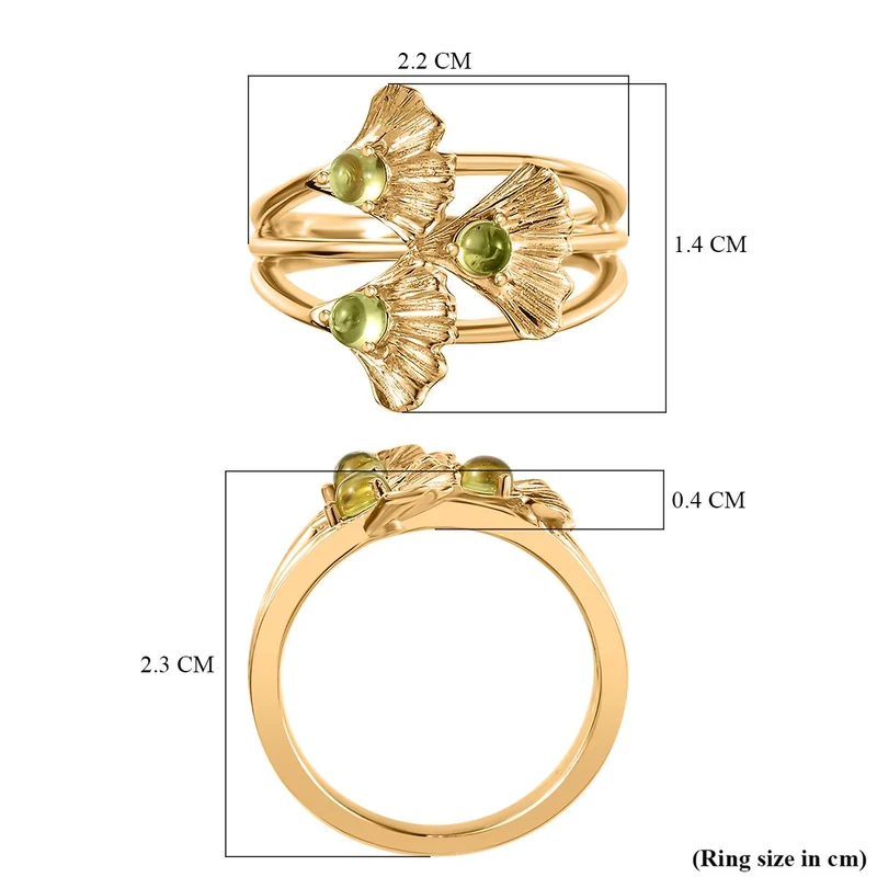 GP Italienische Garten Kollektion - AA Natürlicher Peridot, Kanchanaburi Blauer Saphir Ring, 925 Silber Gelbgold Vermeil ca. 0.53 ct