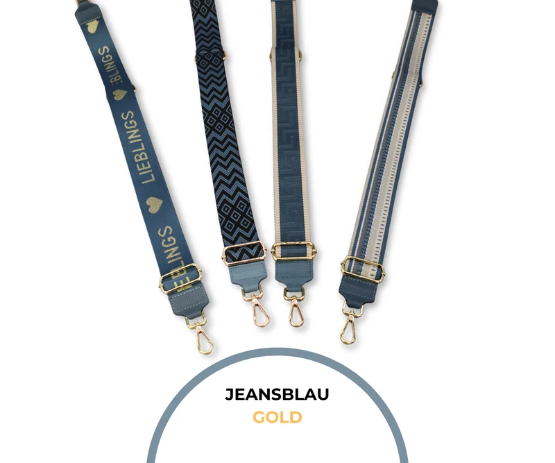 Taschenriemen - Jeansblau (Gold)