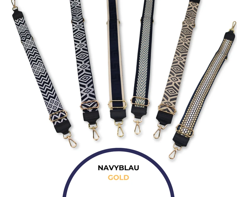 Taschenriemen - Navy Blau (Gold)