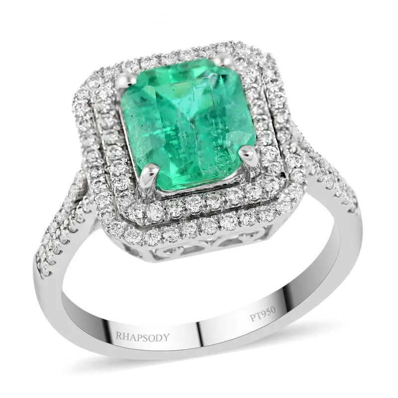 RHAPSODY AAAA kolumbianischer Smaragd und weißer Diamant-Ring, VS E-F, 950 Platin ca. 2.90 ct