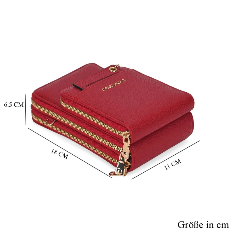 PASSAGE Crossbody-Handytasche mit Abnehmbarem Kartenhalter, 18x6.5x11cm, rosa