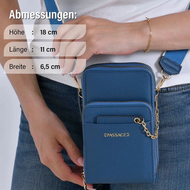 PASSAGE Crossbody-Handytasche mit Abnehmbarem Kartenhalter, 18x6.5x11cm, rosa
