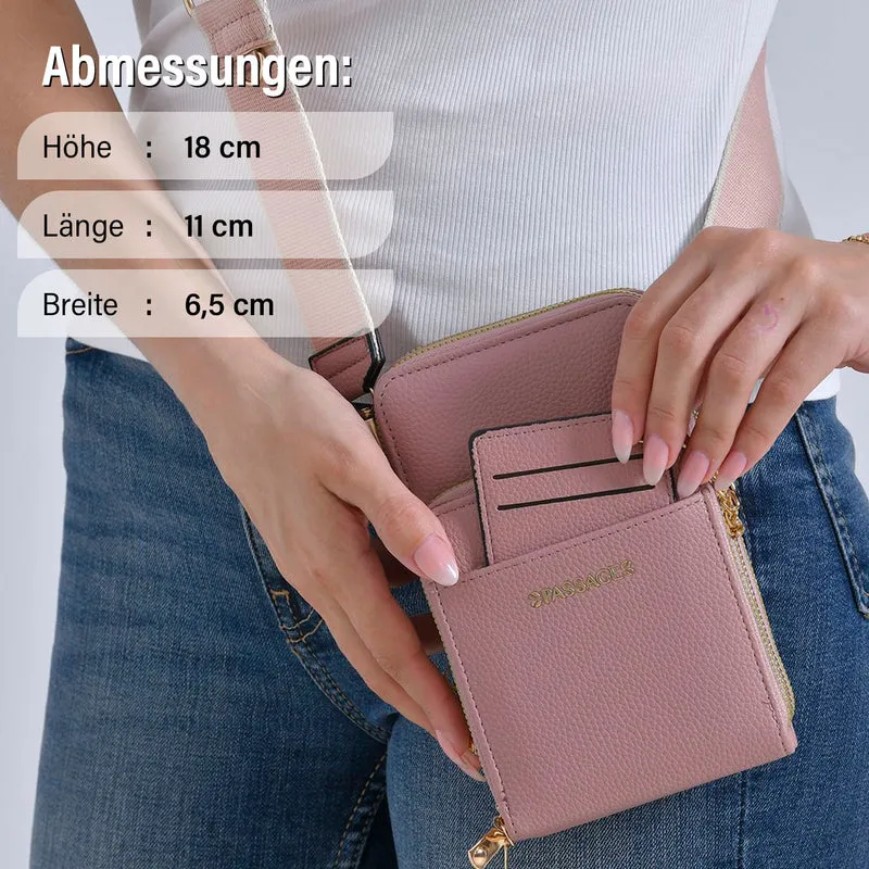 PASSAGE Crossbody-Handytasche mit Abnehmbarem Kartenhalter, 18x6.5x11cm, rosa