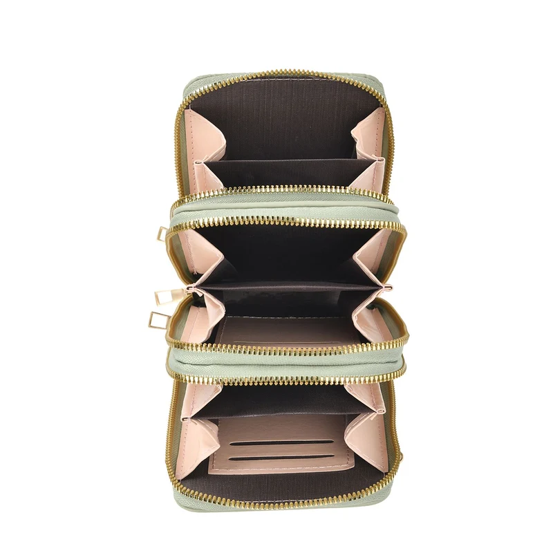 Designer-Umhängetasche mit Kartenfächern und RFID-Schutz und verstellbarem Riemen, 18 x 11 x 8 cm, Himmelblau