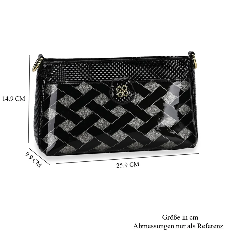 Stylische Sling-Umhängetasche mit klassischem schwarzem Zebramuster, vielseitigem Gurt und praktischen Fächern, 26x10x15 cm