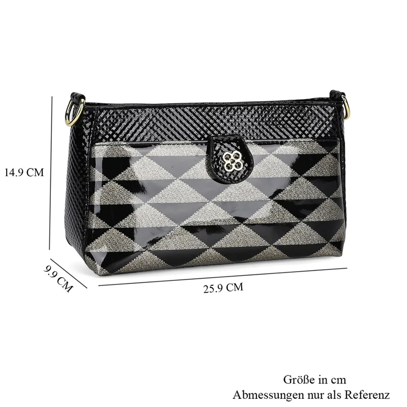 Stylische Sling-Umhängetasche mit klassischem schwarzem Zebramuster, vielseitigem Gurt und praktischen Fächern, 26x10x15 cm