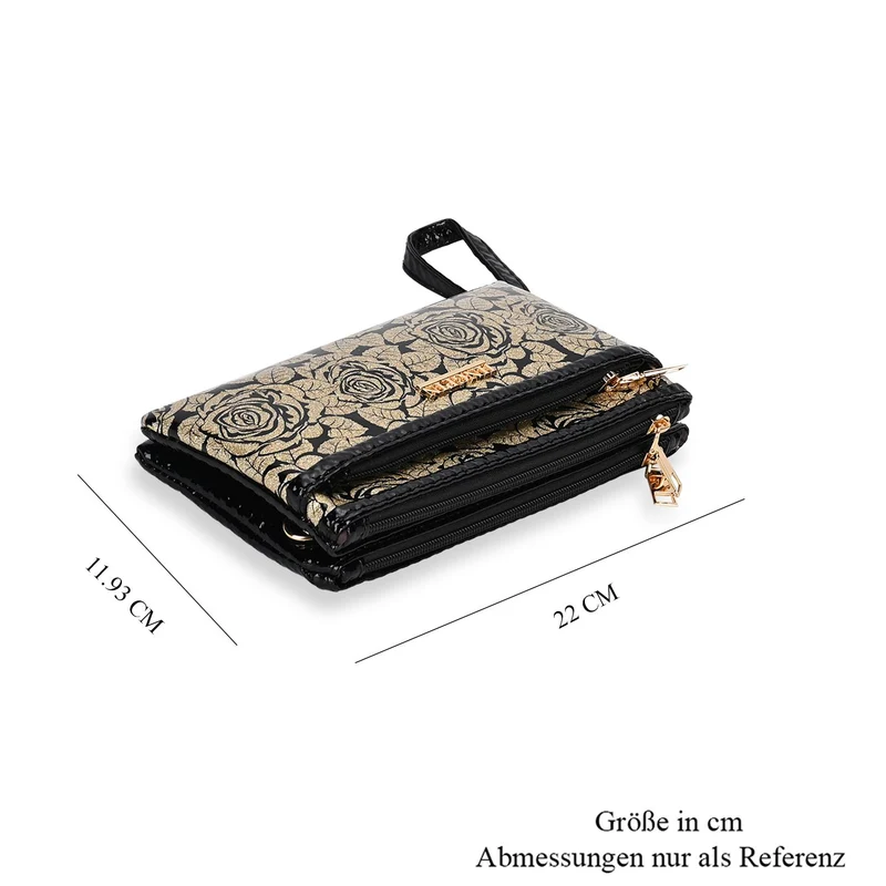 Sling Crossbody Bag, Stylische Silber-Umhängetasche, 3 Reißverschlussfächer, Vielseitiger 130 cm Gurt, PU-Außenseite, 100% Polyester-Futter, Kompakte Größe 22x12 cm, Silber