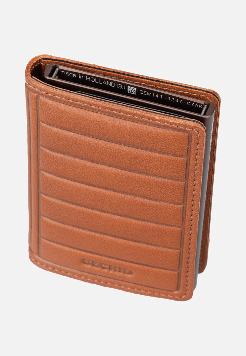 Slimwallet Emboss Lines Cognac+ - Portemonnaie