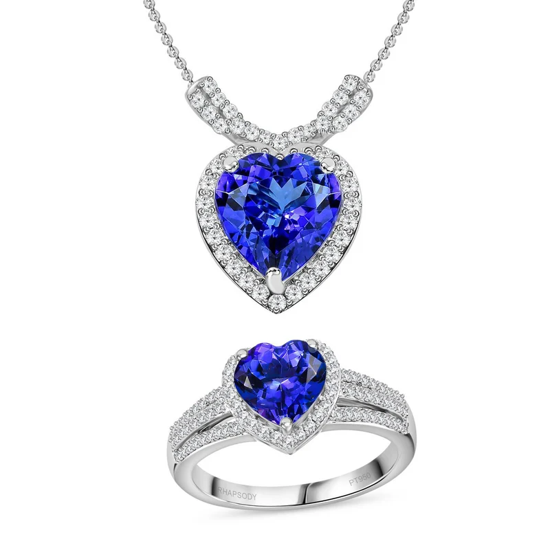 Premium-Duo: RHAPSODY AAAA Tansanit und VS Diamant Schmuckset
