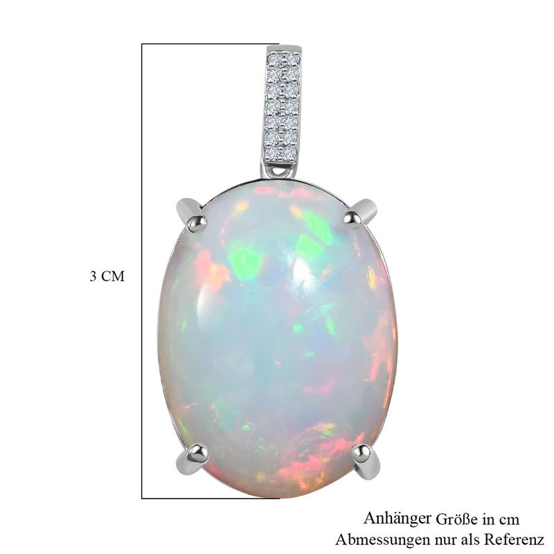 RHAPSODY AAAA Natürlicher, äthiopischer Welo Opal, Weißer Diamant Anhänger, 950 Platin, ca. 14.76 ct