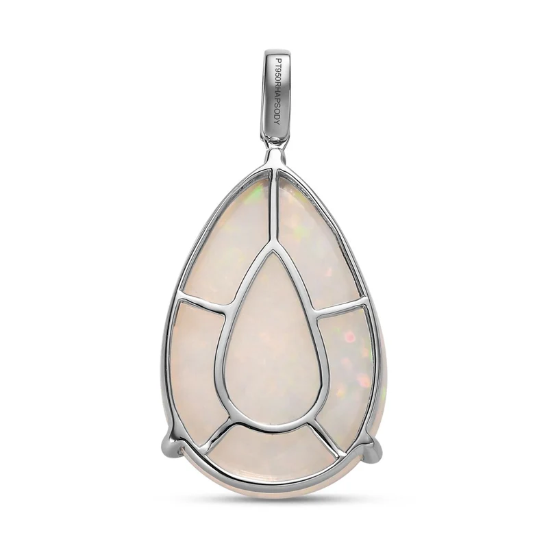 RHAPSODY AAAA Natürlicher, äthiopischer Welo Opal, Weißer Diamant Anhänger, 950 Platin, ca. 14.76 ct
