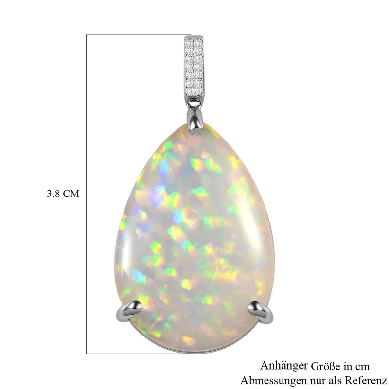 RHAPSODY AAAA Natürlicher, äthiopischer Welo Opal, Weißer Diamant Anhänger, 950 Platin, ca. 14.76 ct