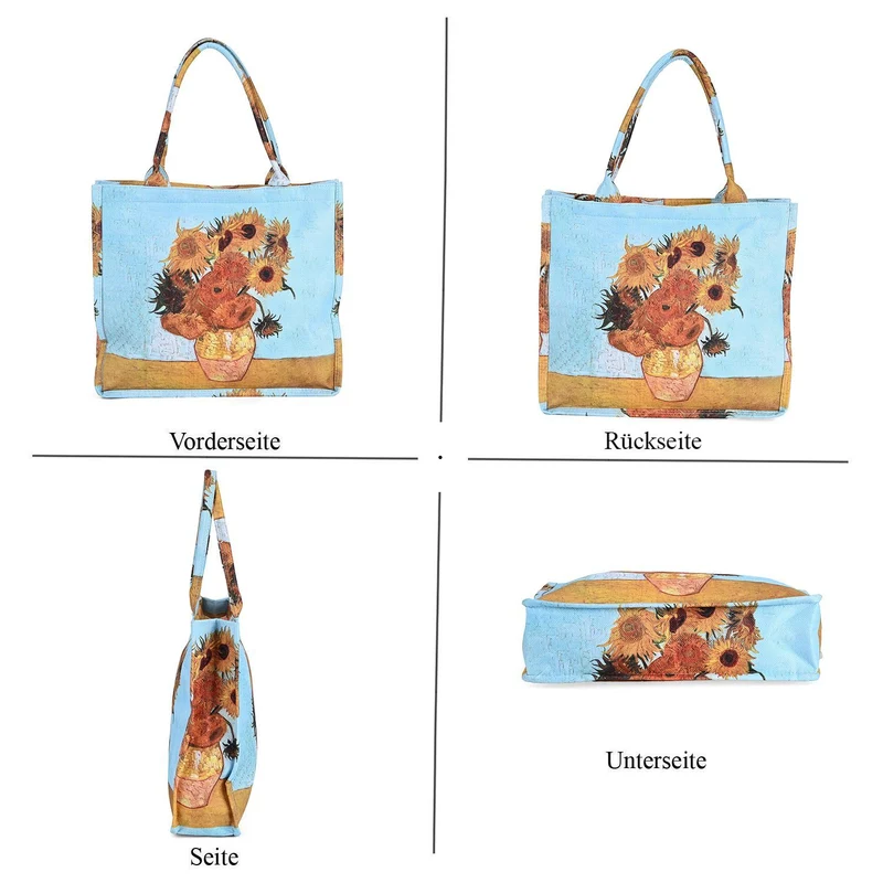2-teiliges Taschenset - Shopper und Handytasche, ca. 40 x 12 x 35 cm (Shopper), ca. 20 x 11 x 2 cm (Handytasche), Sonnenblumen von Van Gogh