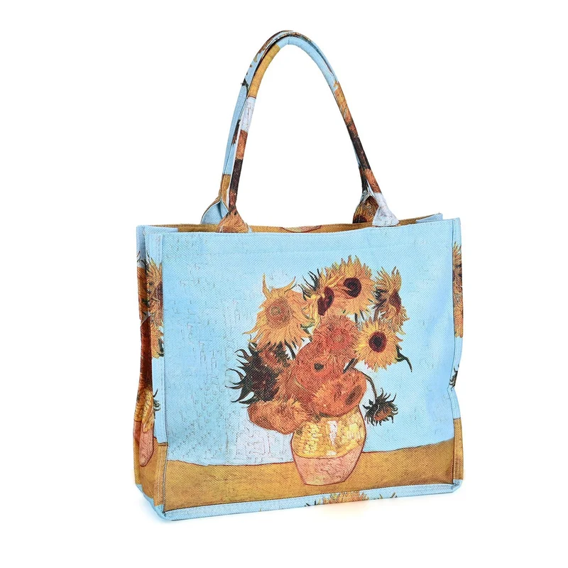 2-teiliges Taschenset - Shopper und Handytasche, ca. 40 x 12 x 35 cm (Shopper), ca. 20 x 11 x 2 cm (Handytasche), Sonnenblumen von Van Gogh
