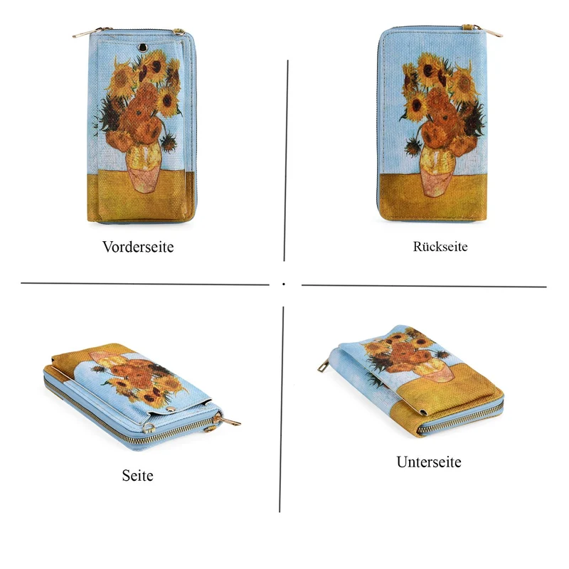 2-teiliges Taschenset - Shopper und Handytasche, ca. 40 x 12 x 35 cm (Shopper), ca. 20 x 11 x 2 cm (Handytasche), Sonnenblumen von Van Gogh