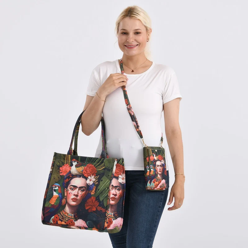 2-teiliges Taschenset - Shopper und Handytasche, ca. 40 x 12 x 35 cm (Shopper), ca. 20 x 11 x 2 cm (Handytasche), Sonnenblumen von Van Gogh